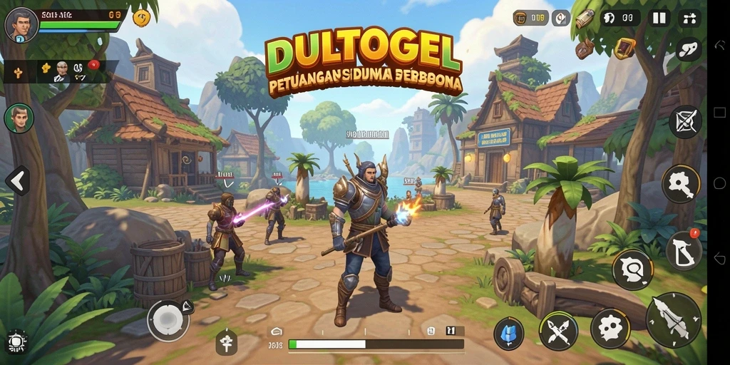 Screenshot gameplay DULTOGEL menunjukkan eksplorasi dunia yang luas.