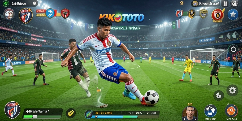 Tampilan gameplay KIKOTOTO yang menegangkan saat pertandingan sepak bola.