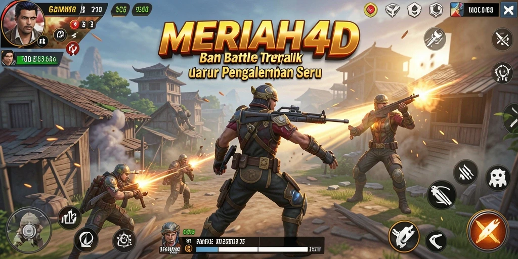 Screenshot gameplay MERIAH4D yang menunjukkan aksi Battle Royale yang intens.