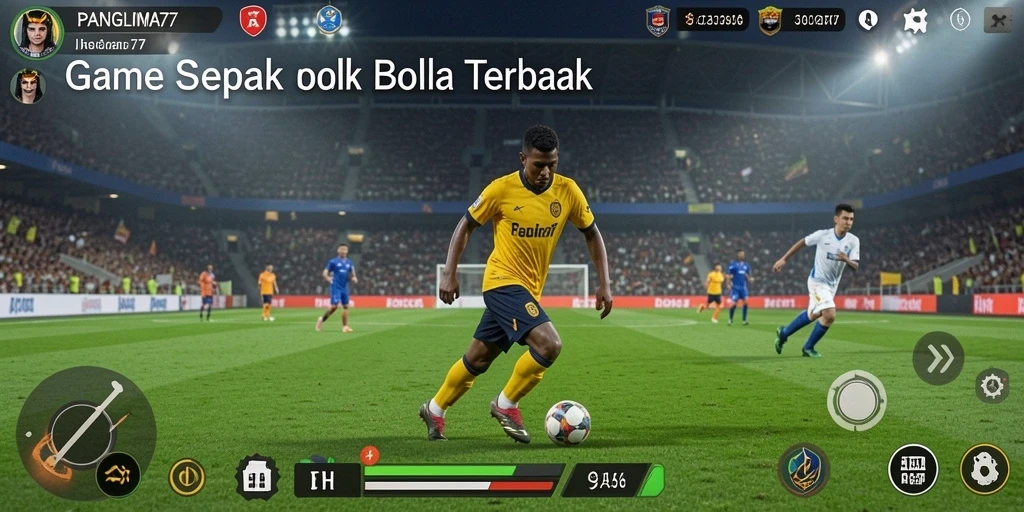 Screenshot utama gameplay sepak bola PANGLIMA77 yang seru.