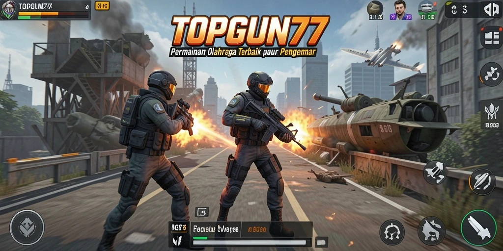Screenshot utama TOPGUN77 menampilkan aksi seru dalam gameplay olahraga.